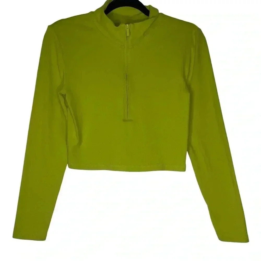 Sunday Best Besthug Lime Green Monarch 1/2 Zip Longsleeve Crop in Size Medium